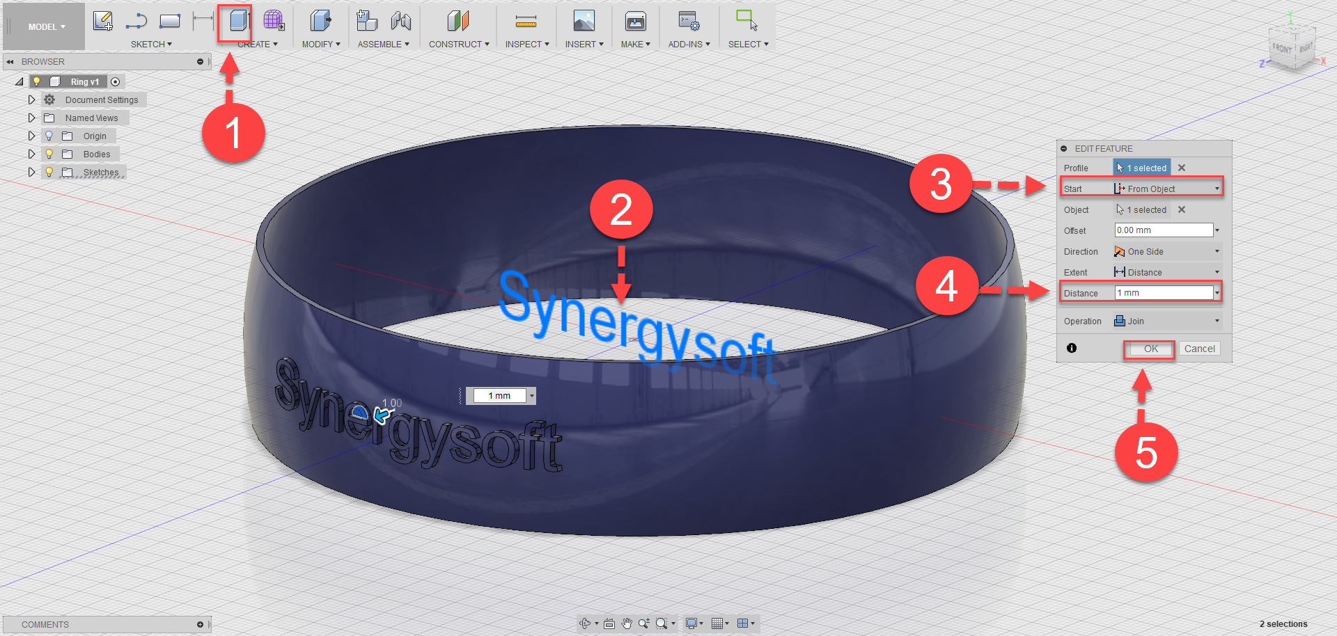 Fusion 360 Tip & Trick 50 : Text บนผิวโค้ง