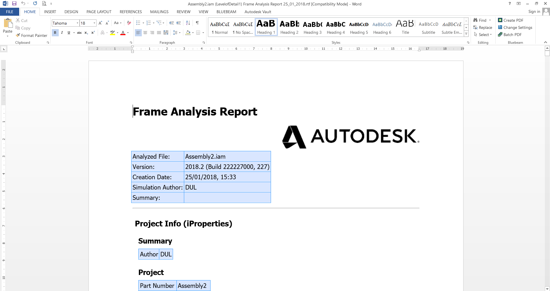 Inventor Tip & Trick 80 Simulation report to Microsoft Word