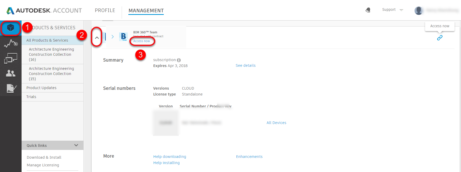 Hub in BIM 360 Team : Access