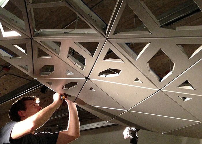 generative design architecture acoustic ceiling install