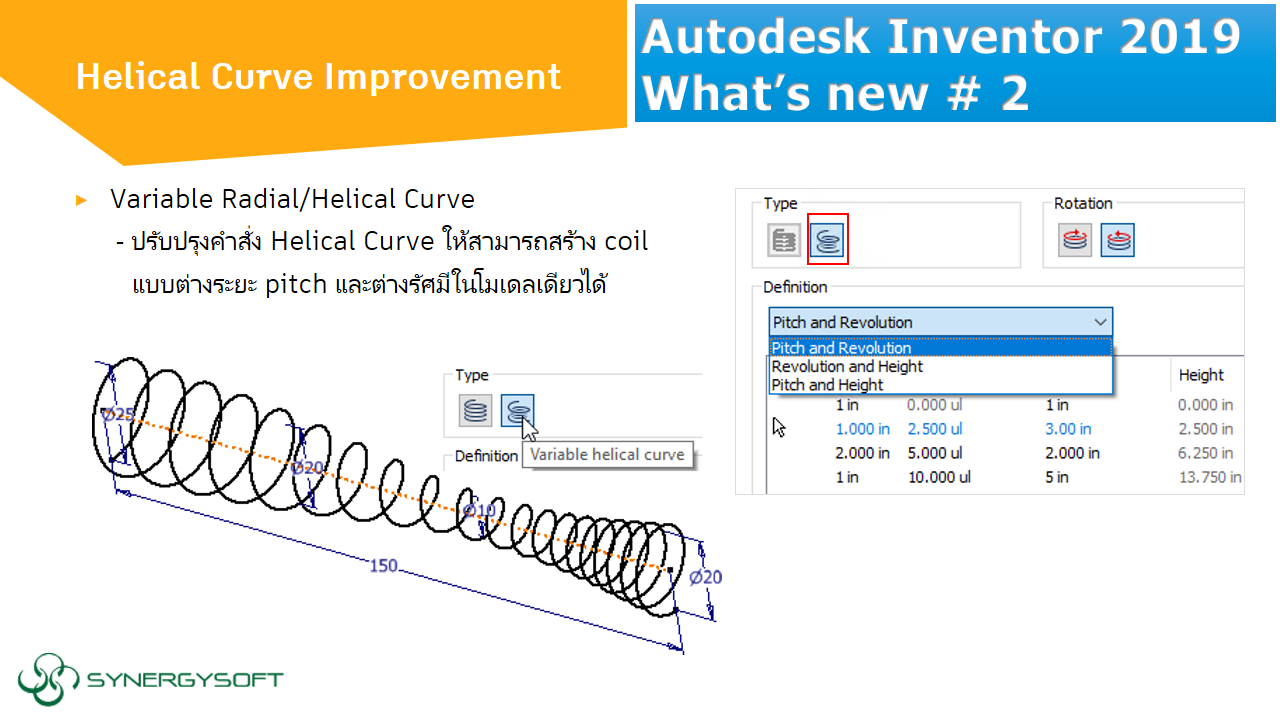 Inventor 2019 Whats New 2 Helical Curve
