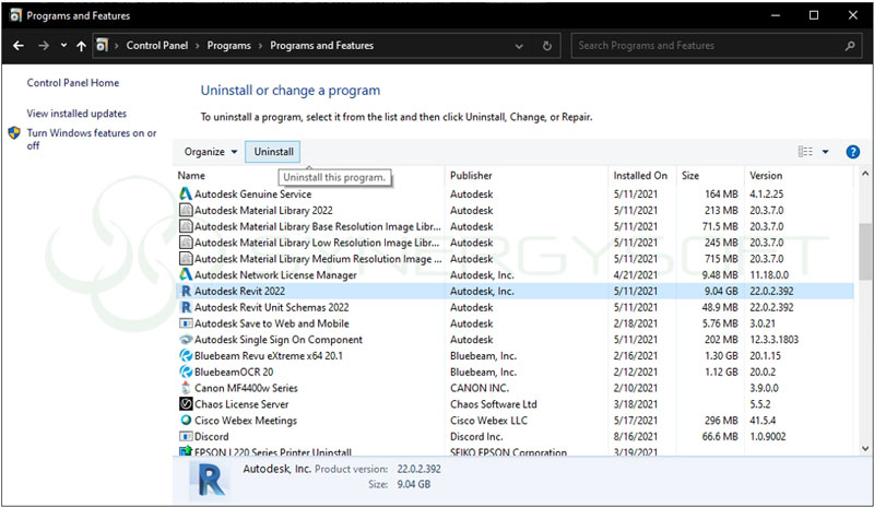 Uninsall Tools Autodesk 07