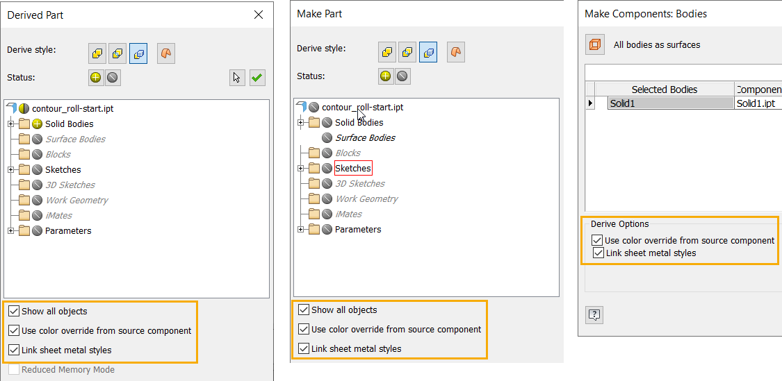 Derive and Additional Persist Settings Enhancements
