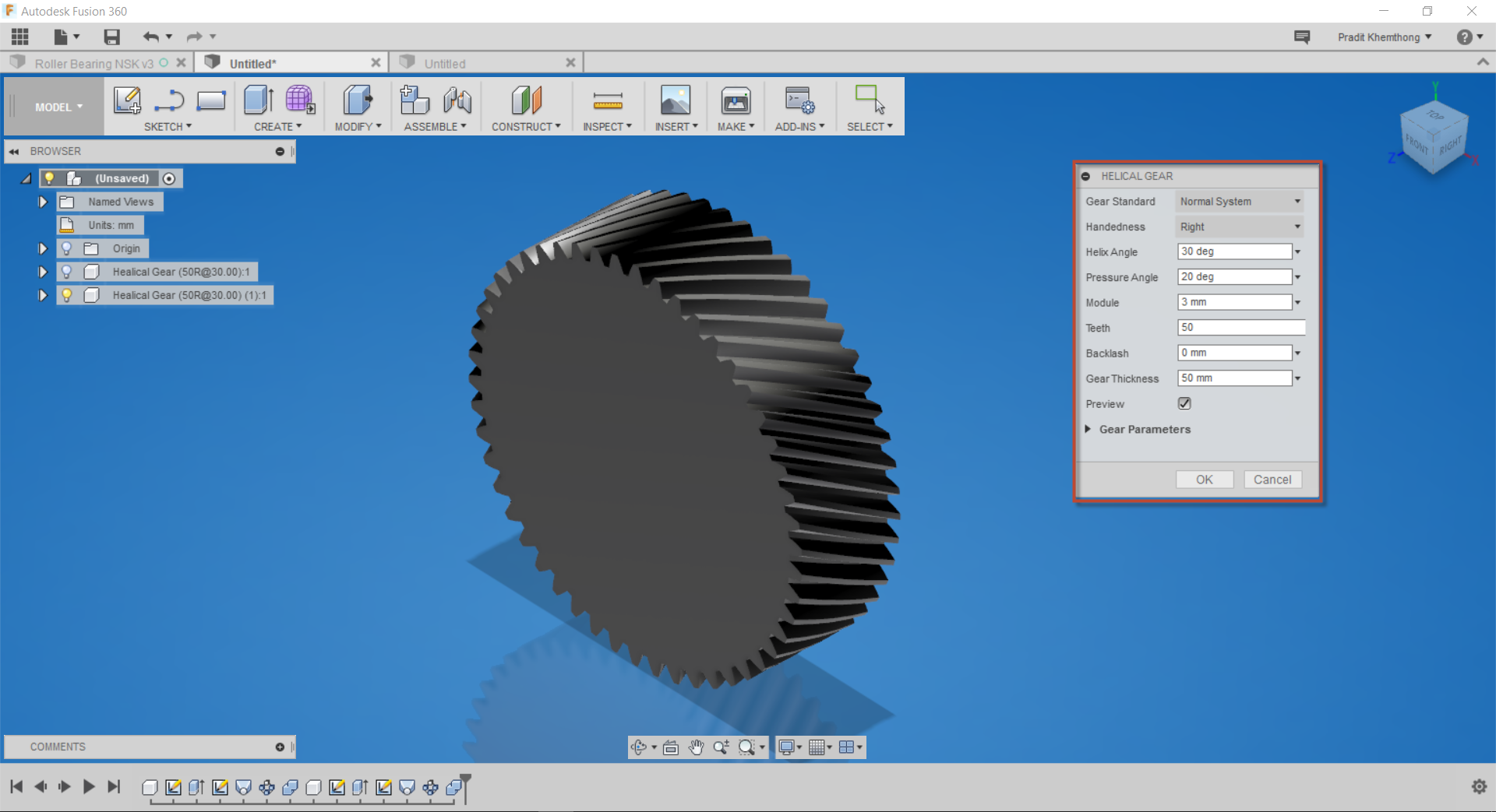 Review Fusion360 #1 Plug -in : สร้างเฟืองเฉียงอัติโนมัติ