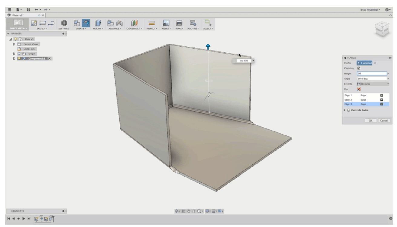 โหมดของการเขียนงานโลหะแผ่นใน Fusion 360